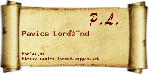 Pavics Loránd névjegykártya